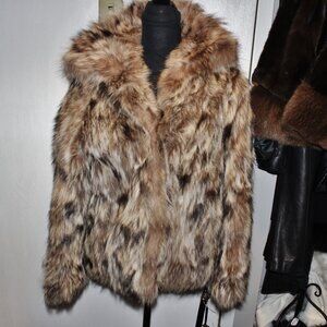Glamorous Fluffy Mixed Browns/Tans Fluffy Fox Fur Coat Jacket S M